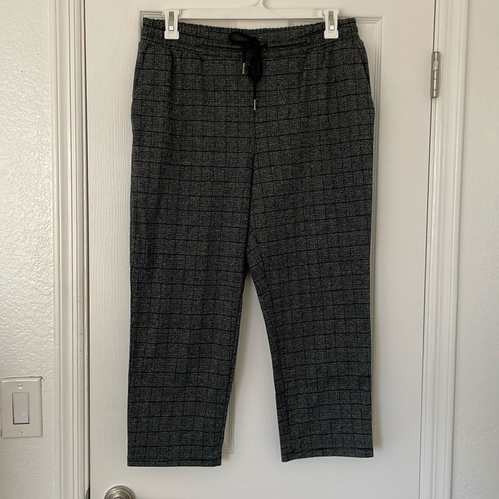 Elastic waist plaid pants